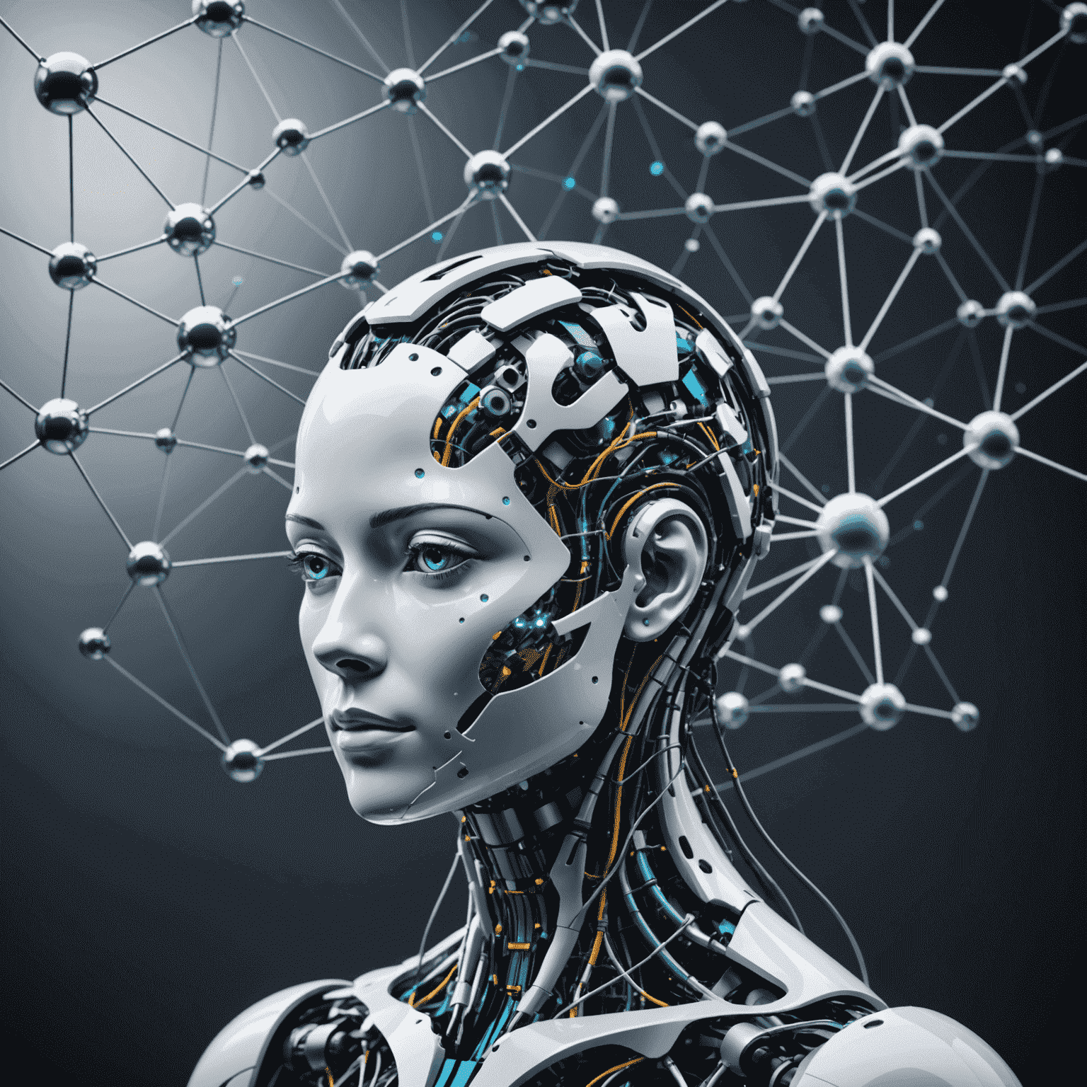 Abstract representation of AI-driven automation with interconnected nodes and flowing data streams, showcasing the concept of intelligent workflow optimization