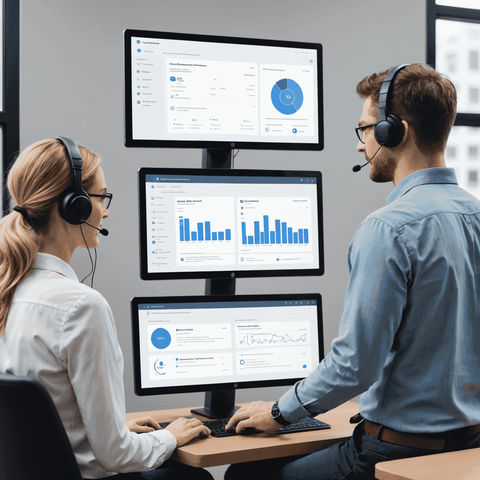 A series of interconnected screens showing automated customer service interactions, demonstrating how RPA enhances customer support