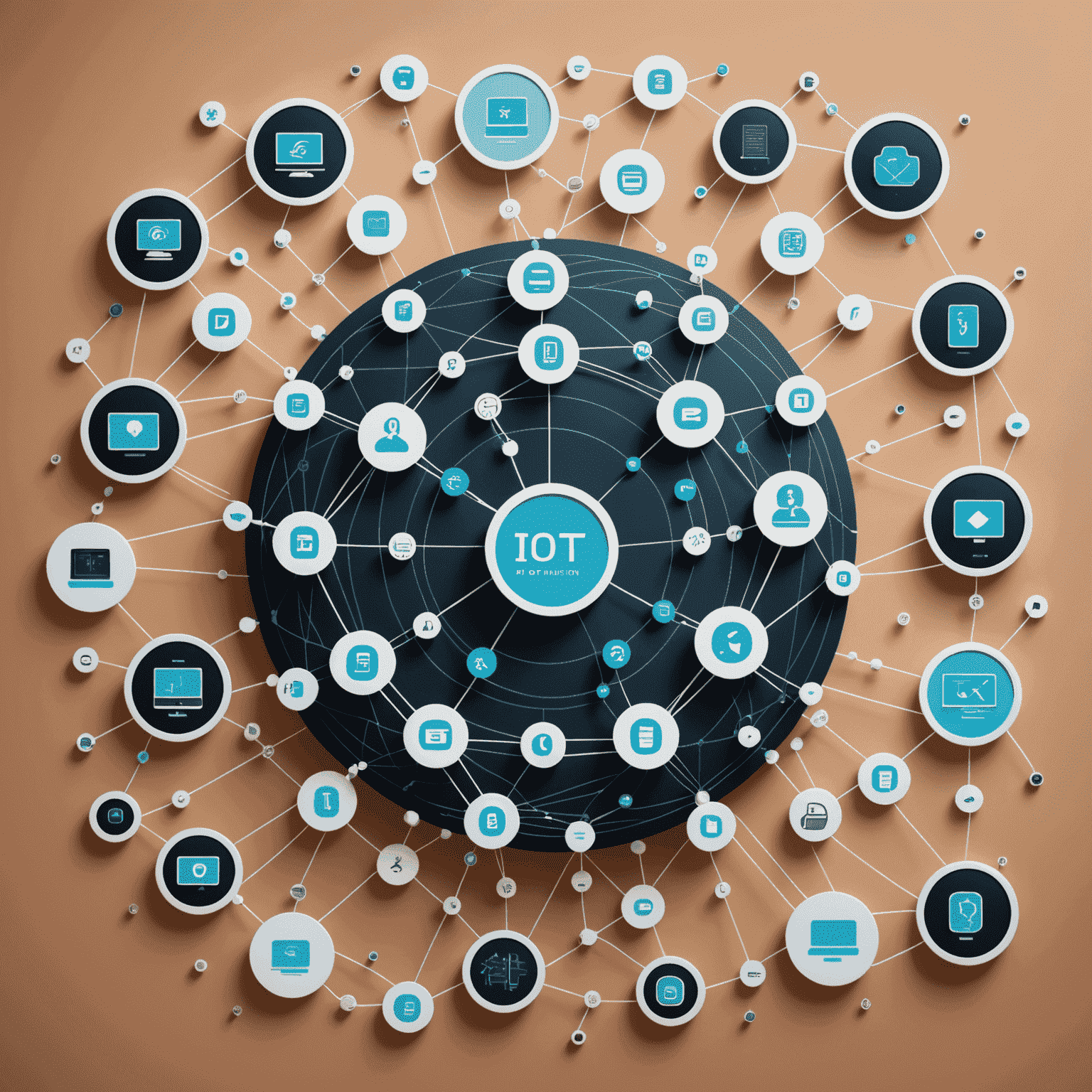 A network of interconnected smart devices and sensors, illustrating the Internet of Things (IoT) and its role in AI-driven automation.